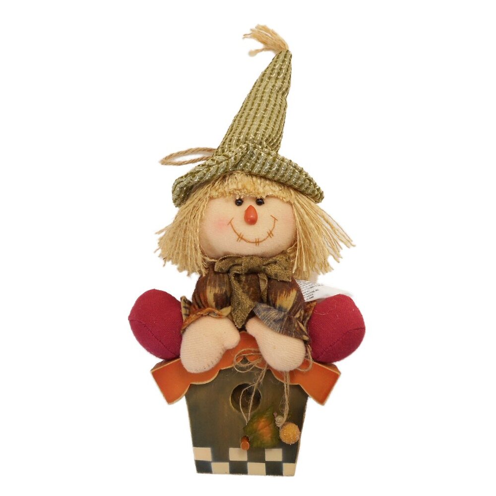 Autumn Fall Harvest Scarecrow Witch Birdhouse Prima Creations Wall Hanging